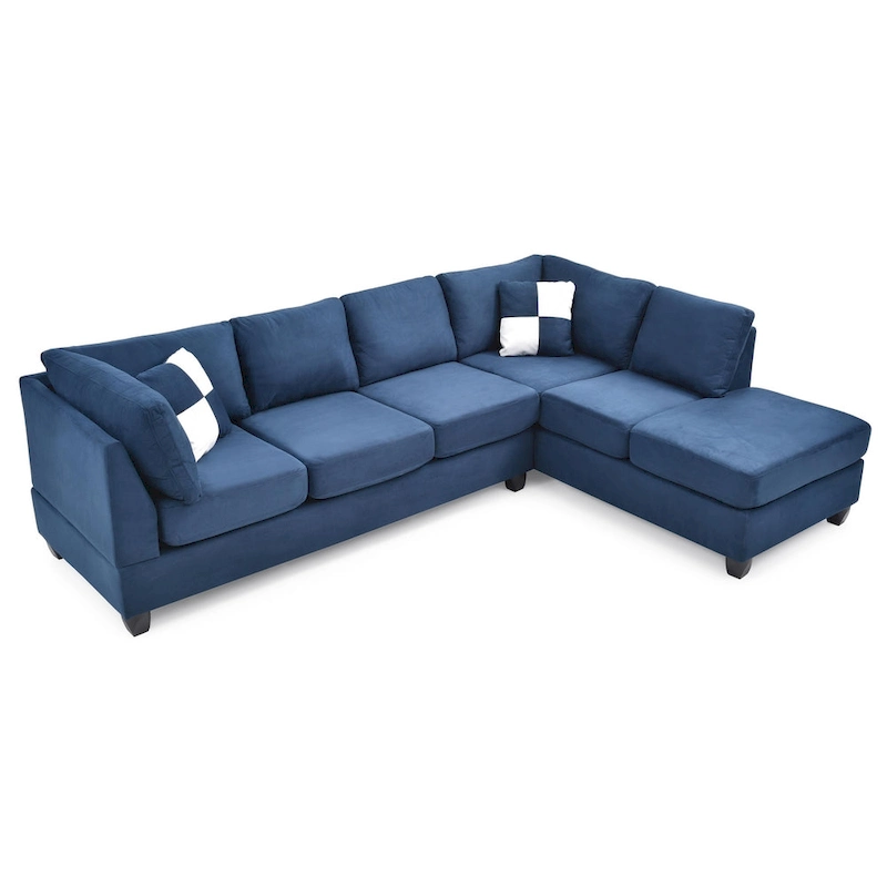 Malone 111 in. Suede 4-Seater Sectional Sofa with 2-Throw Pillow - 111L x 78W x 34H
