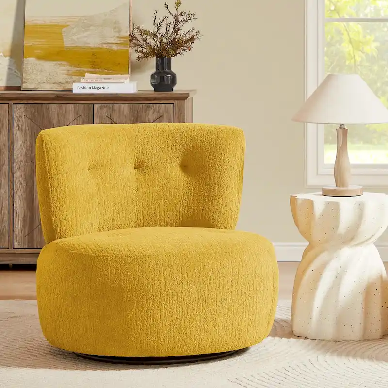 Art Leon Flannel Upholstered Swivel Accent Chair