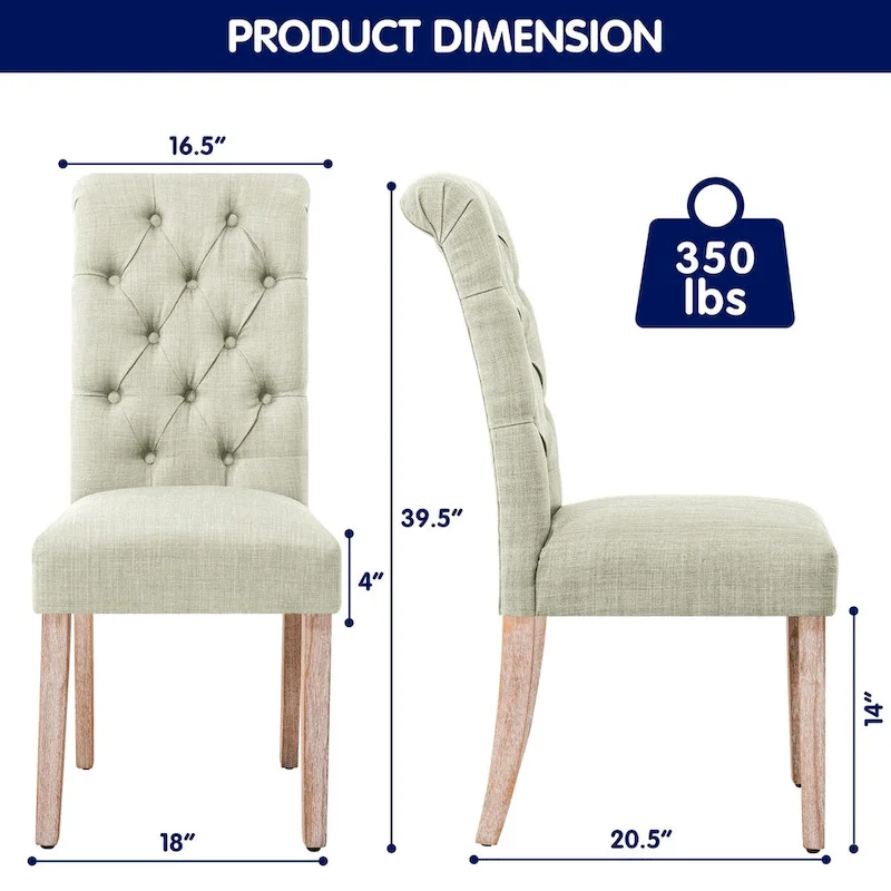 Linen Parsons Modern Button Dining Chair (Set of 2)