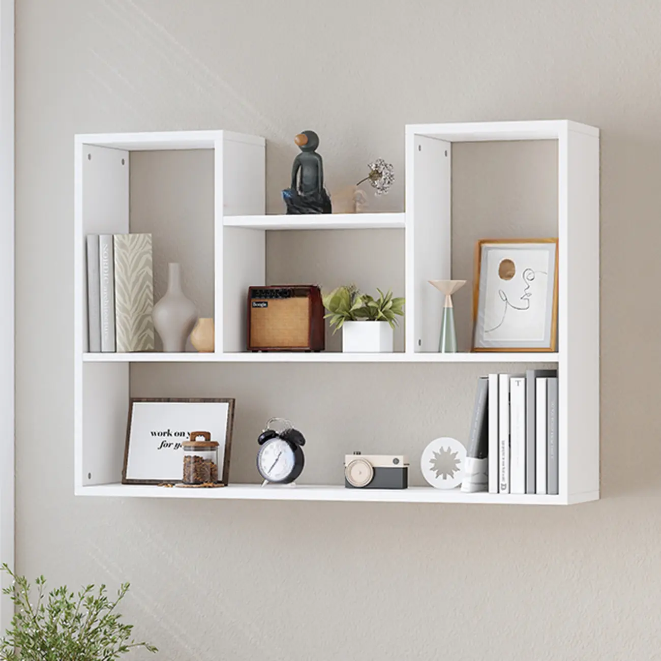 Modern Wooden 3-Tier Open Back Wall-Mounted Bookcase