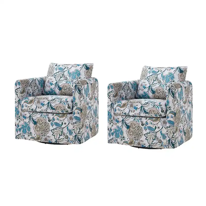Erkenbald Modern Slipcovered Swivel Chair with Removable Cushion Set of 2 by HULALA HOME