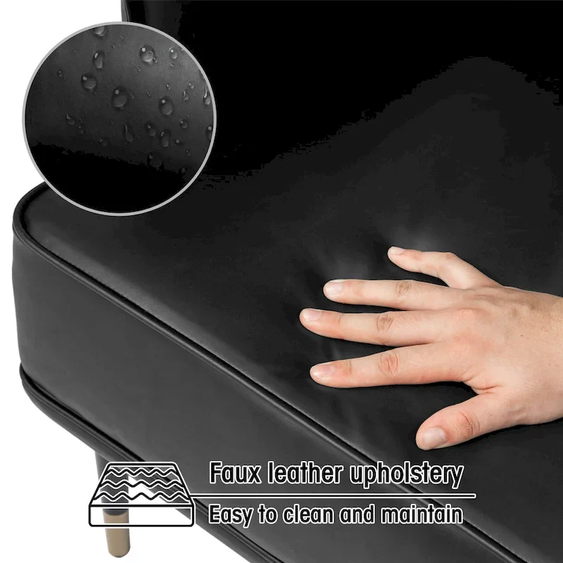 Glitzhome Set of 2 29.5 W Mid-Century Modern Leatherette Armchairs With Side Pocket - 29.5  W x 32  H x 28.75  D