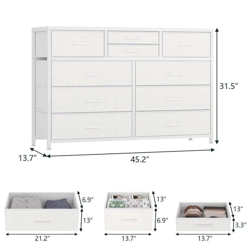 10 Drawer Dresser TV Stand - 55 inches