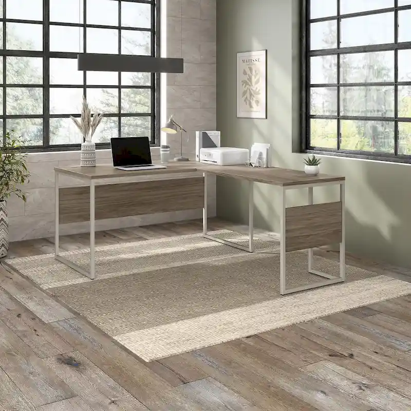 60W x 30D L-Shaped Table Desk with Metal Legs