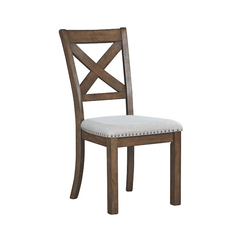 Moriville Beige Upholstered Nutmeg Finish Dining Side Chairs (Set of 2)