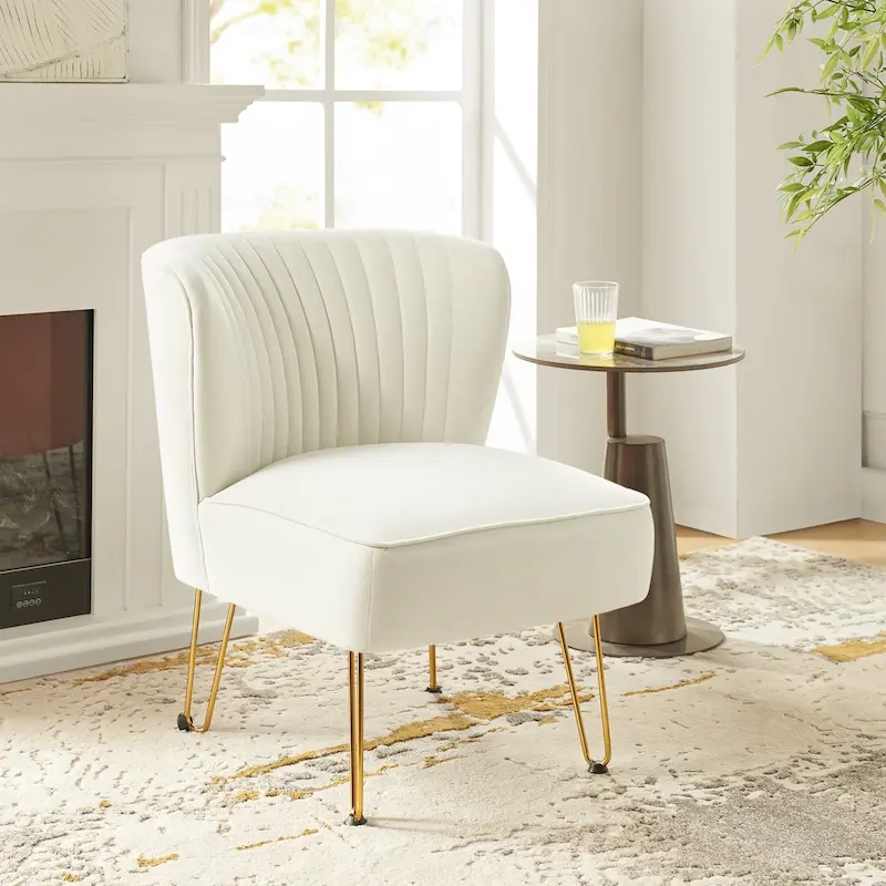 Barto Modern Velvet Tufted Side Chair with Golden Legs by HULALA HOME