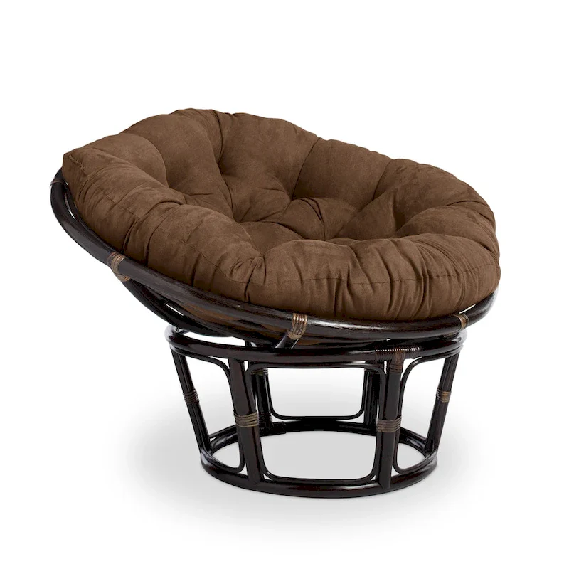 Bali 42-inch Rattan Papasan Chair with Microsuede Cushion