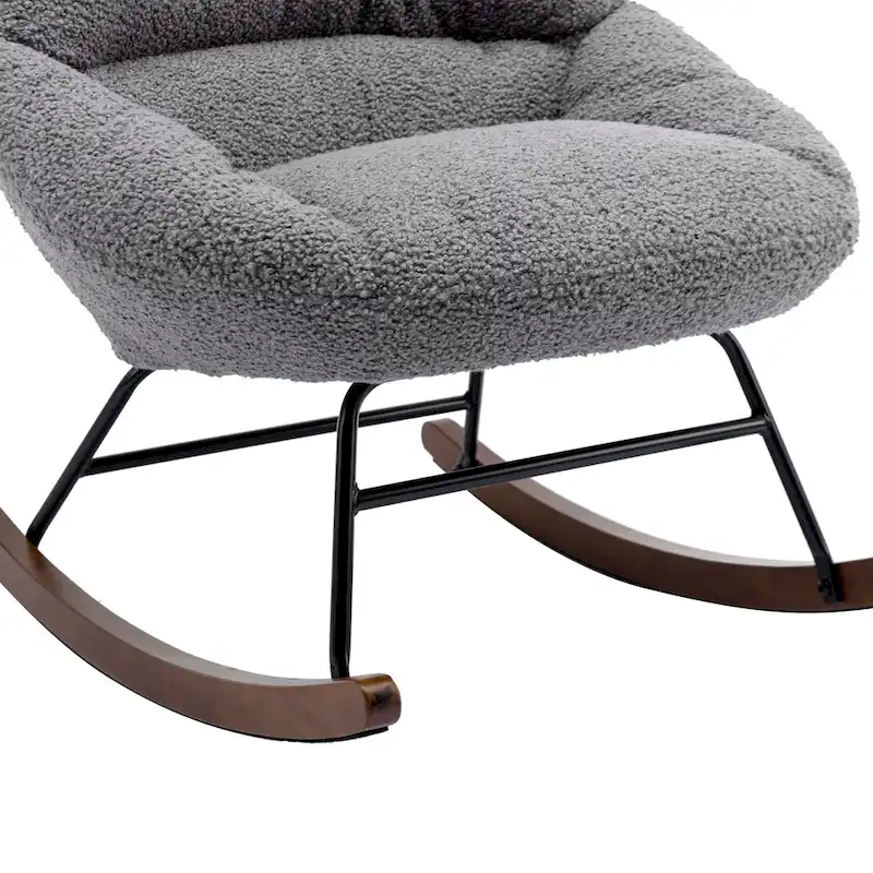 Tufted Upholstered Padded Seat Rocking Chair-Boucle