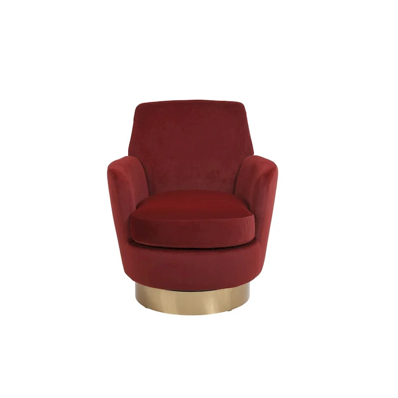 Velvet Swivel Barrel Chair, Swivel Accent Chairs Armchair, Reading Chairs, Round Barrel Chairs with Gold Stainless Steel Base