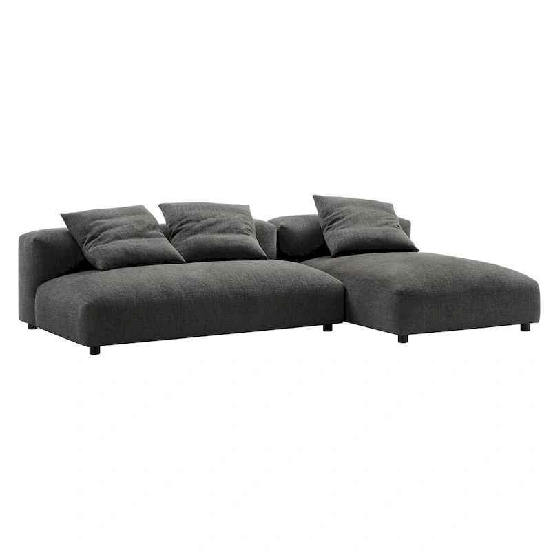 Solace 2-Piece Modular Upholstered Fabric Sectional Sofa With Chaise