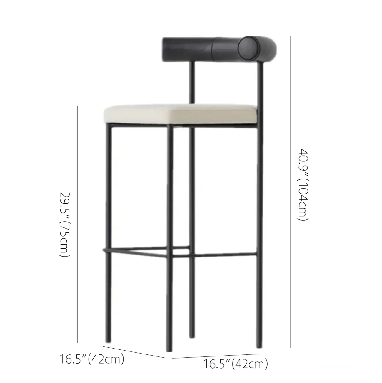 Modern Velour Upholstered Low Back Metal Frame Bar Stools