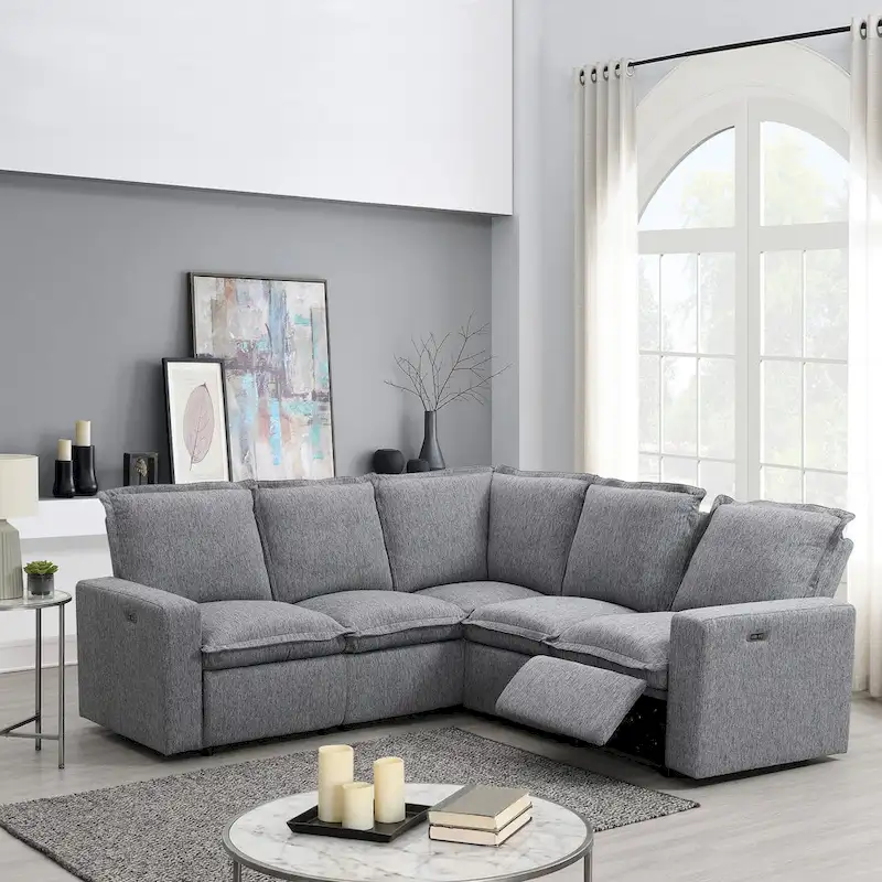 89.76 L-Shaped 5-Seater Sofa with Recliner