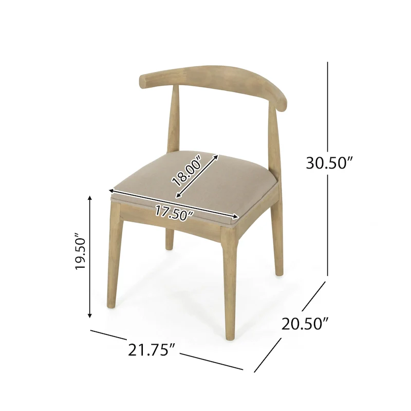 Fabric and Rubberwood Dining Chairs (Set of 2)