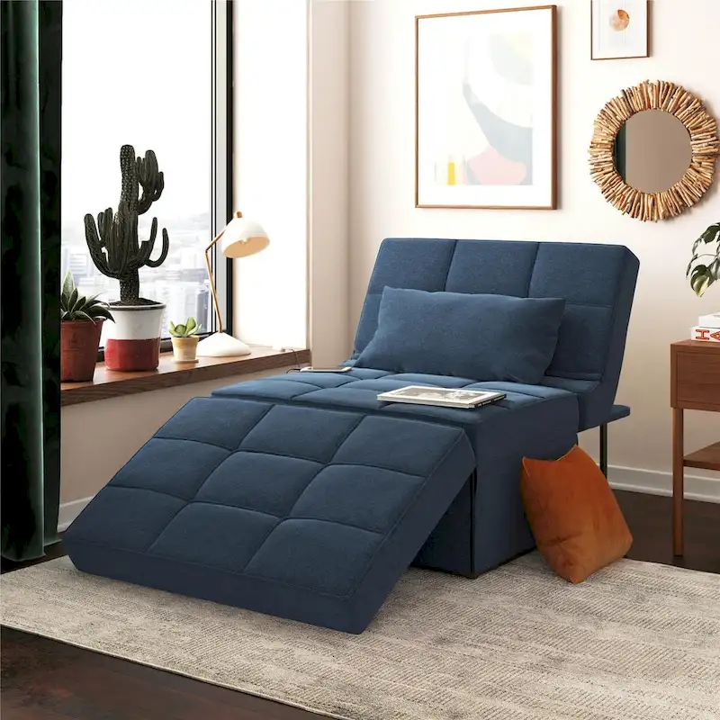 RealRooms Convertible Lounger Ottoman Sofa Chair with 4-in-1 Design
