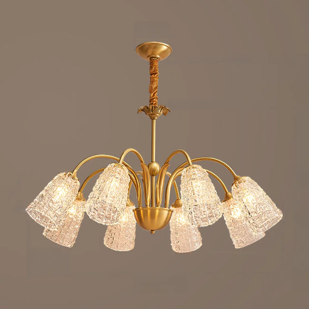 Elegant Gold Downward Crystal Bell Chandelier