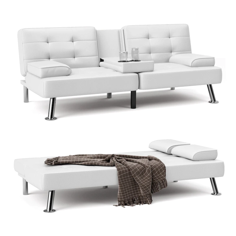 Homall Futon Sofa Bed Convertible Lounge Couch Sofa with Cupholders & Pillows