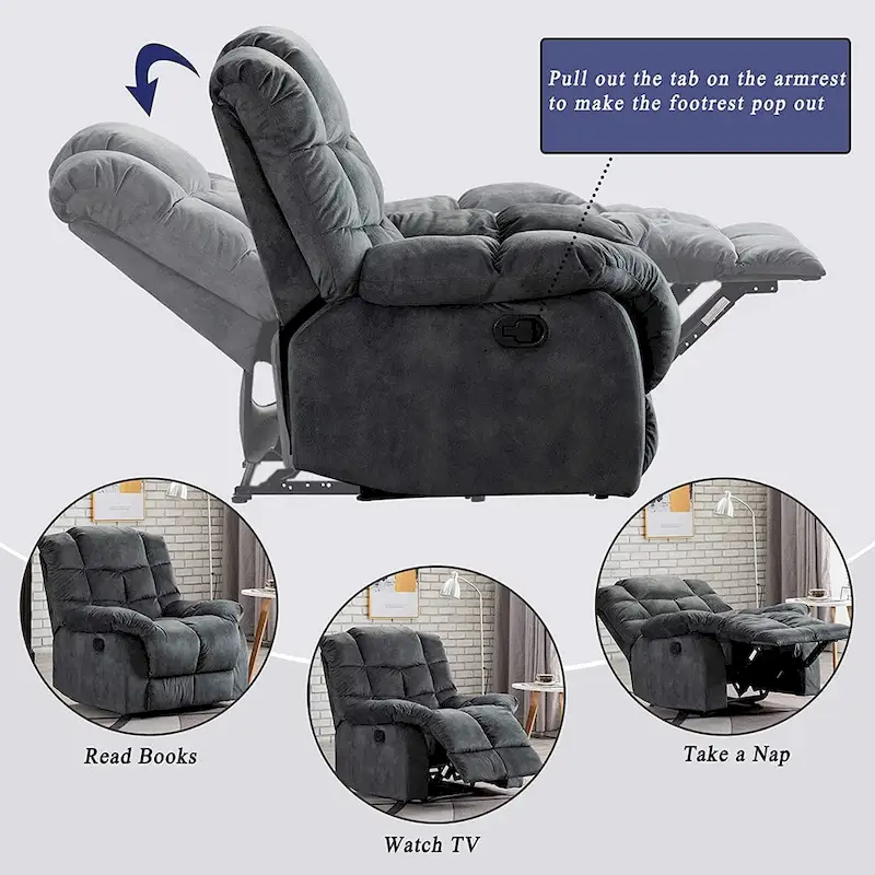 Manual Reclining Fabric Recliner and Single Sofa