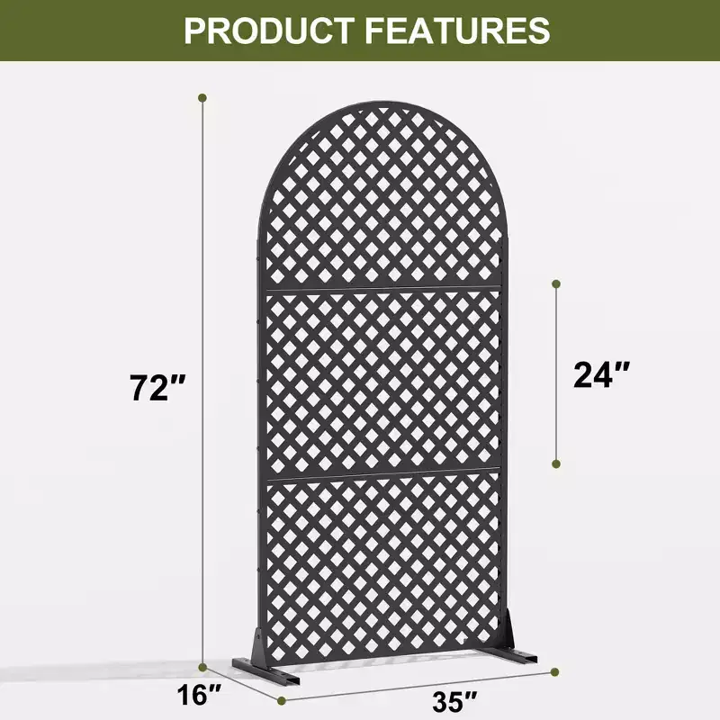 MAYEERTY Room Divider Screen Laurence Diamond Brown Arch Galvanized Sheet 72x35x16in 3-Piece Set
