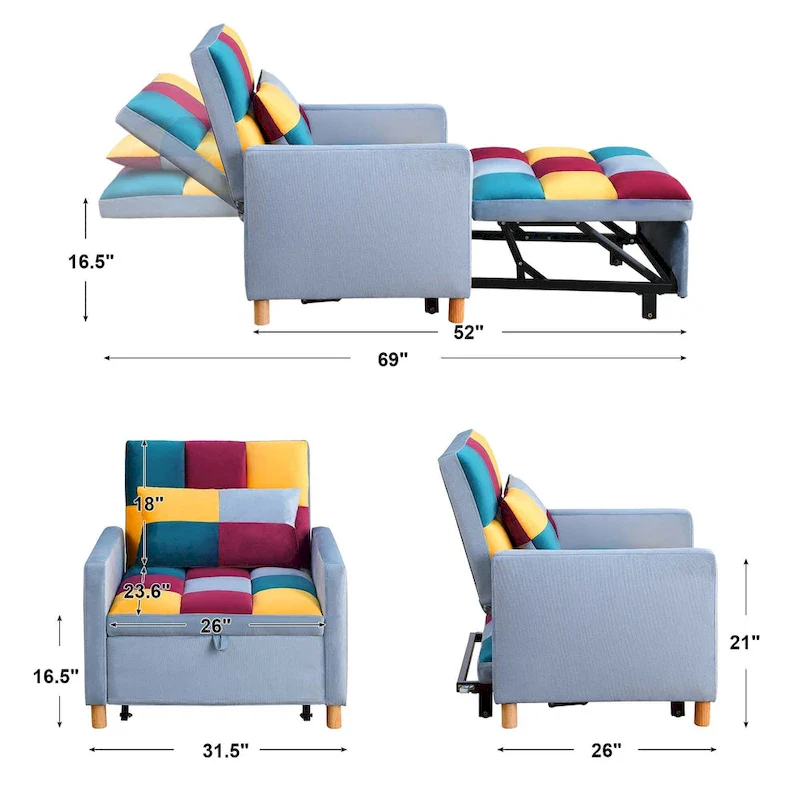 Aukfa Sleeper Chair Bed Convertible Single Sofa Chair with Pillow