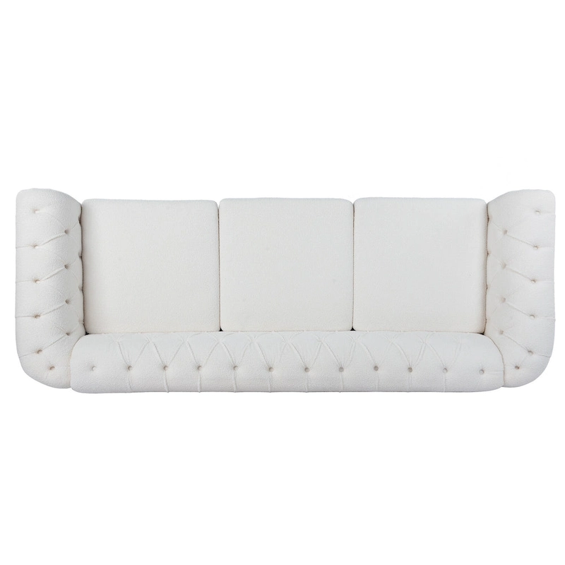 Upholstered Rolled Arm Chesterfield 3-Seater Sofa