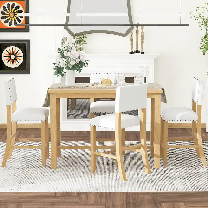 5-Piece Counter Height Dining Table with 4 Chairs