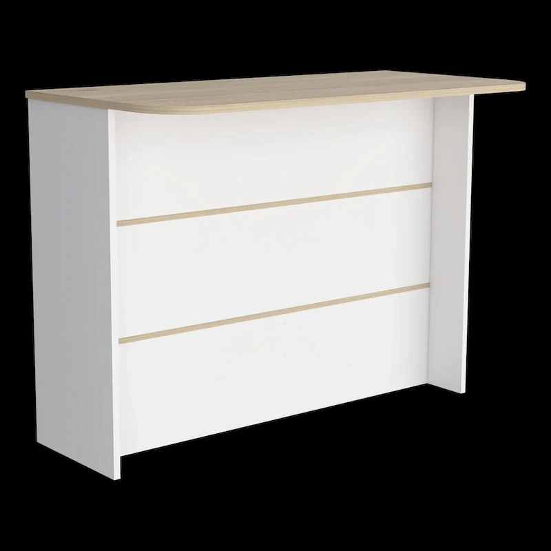 FM Furniture Crete Kitchen Island, Kitchen Bar with 3-Tier Shelves