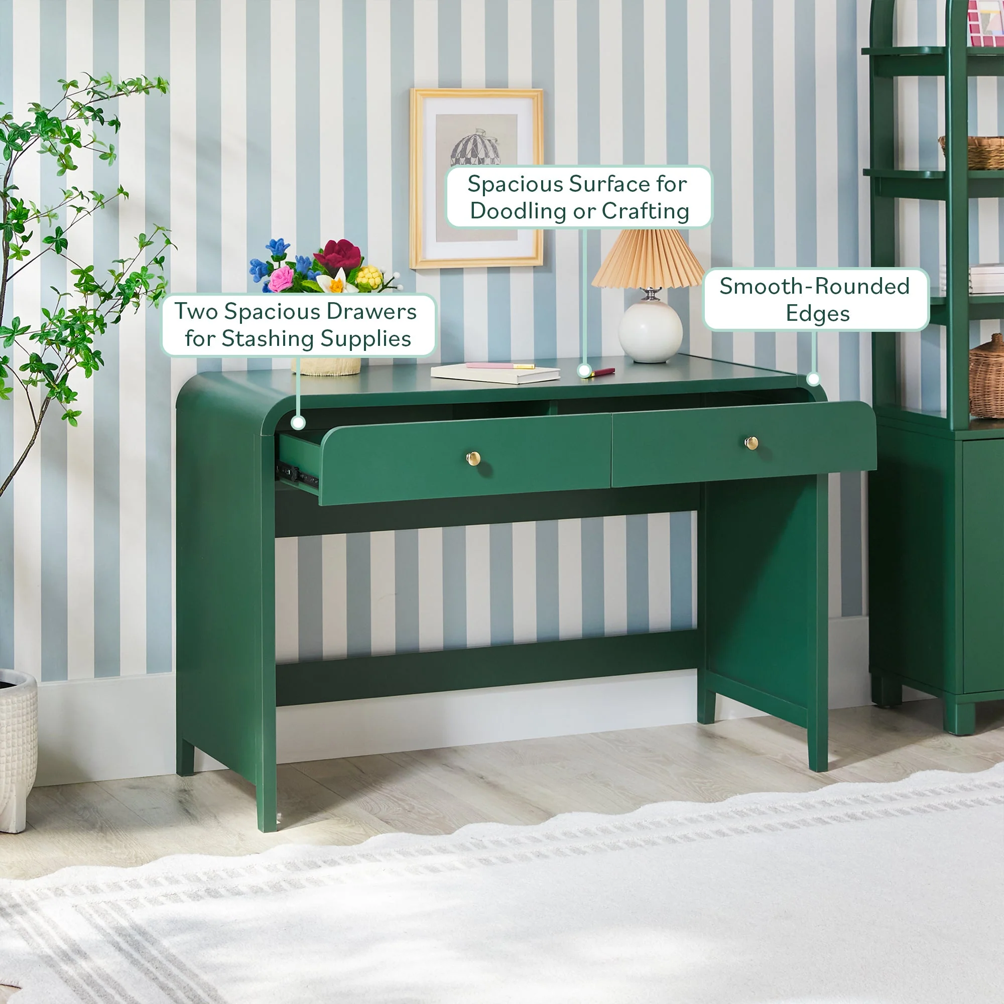 Zoey Modern Curve Design Writing Desk