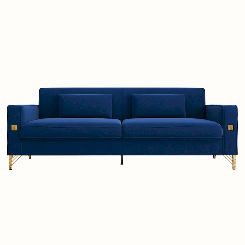 Modern Tufted Velvet Loveseat Upholstered Sofa with Removable Cushions and Pillows - 85.63 in.D x 30.31 in.W x 30.51 in.H