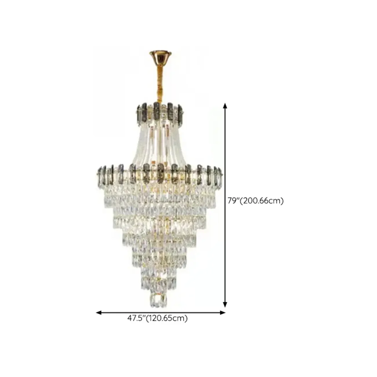 Luxury Long Cascading Crystal Gold Chandelier