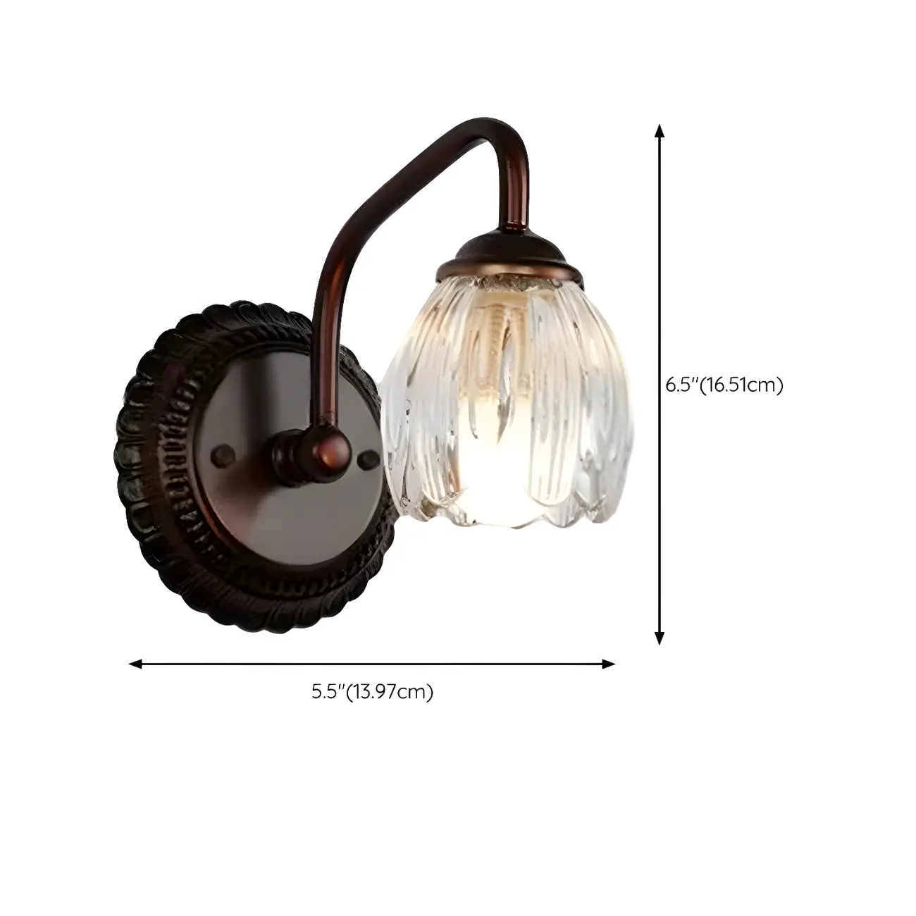 Elegant 3 heads Black Metal Wall Lamp with Crystal Globe