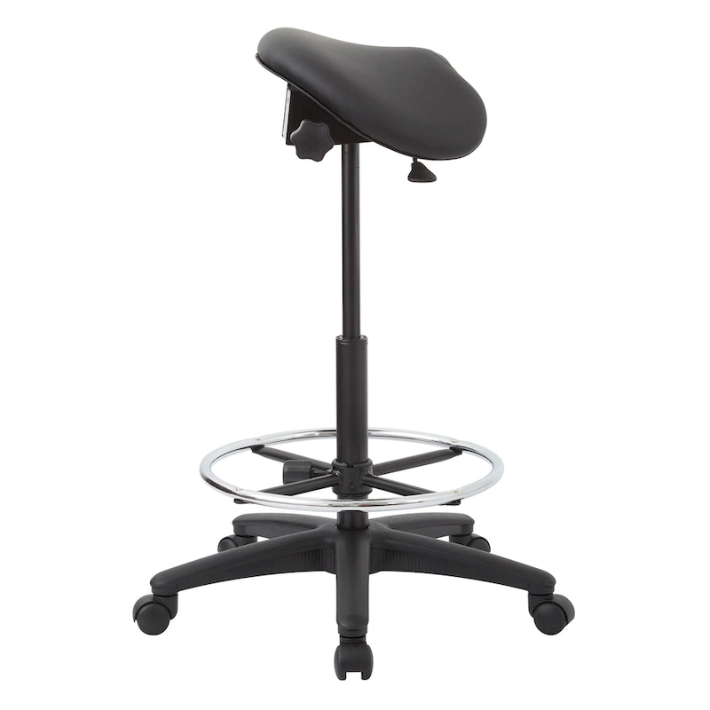 Backless Stool with Height-adjustable Saddle Seat