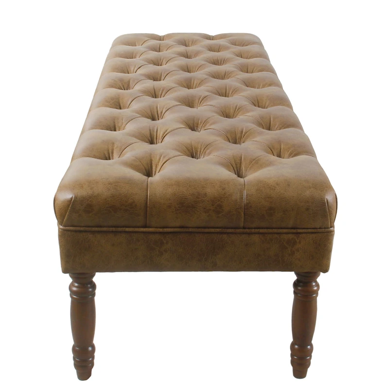 HomePop Classic Tufted Top Long Bench - Faux Leather