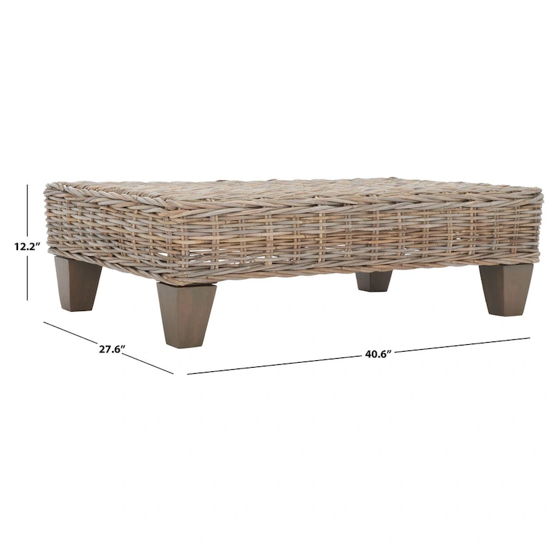 SAFAVIEH Caron Washed Natural Wicker Bench - 41 W x 28 D x 12 H - 41Wx28Dx12H