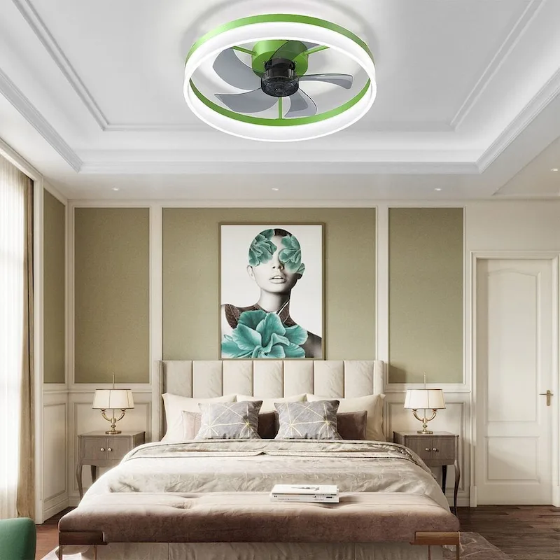 Modern Dimmable LED Recessed Mount Ceiling Fan Light with Remote Control