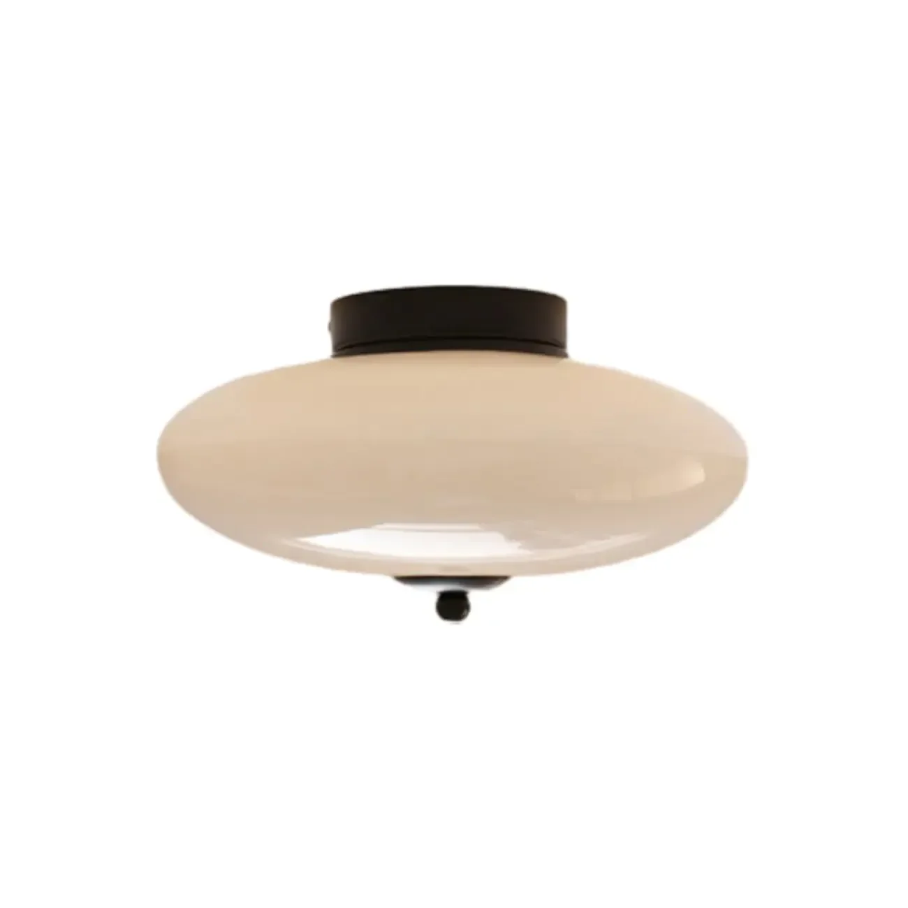 Mini White Drum Glass Dimmable Semi Flush LED Ceiling Light