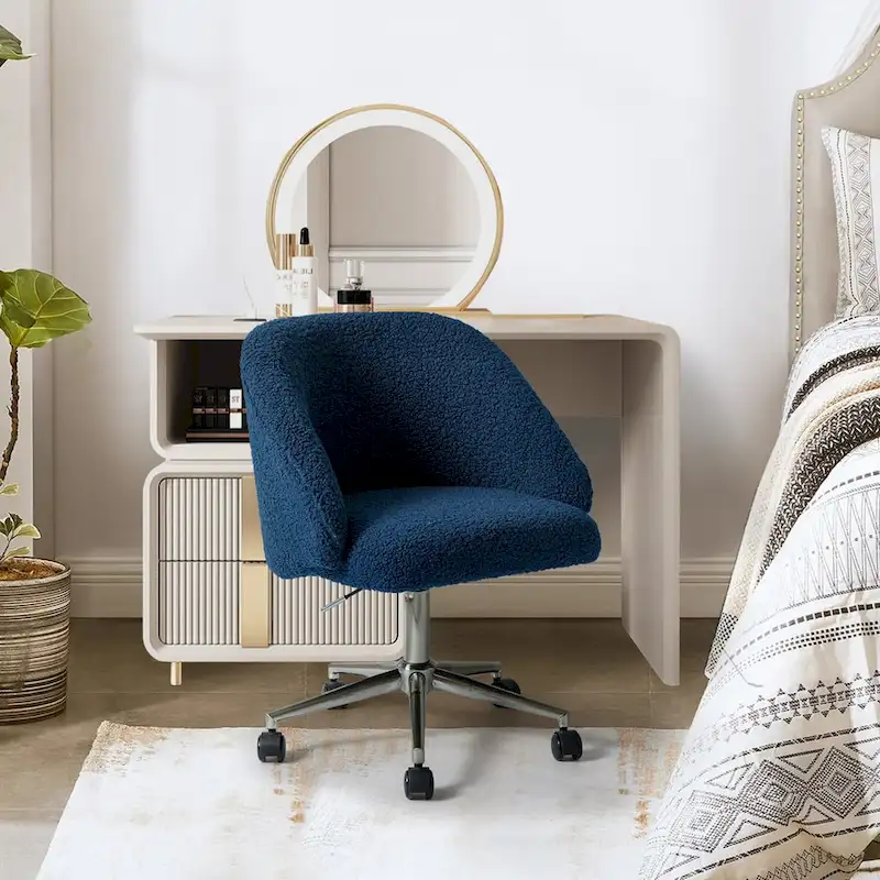 Joah Modern Boucle 360 Swivel Height Adjustable Swivel Office Chair with Rolling Wheels by HULALA HOME - N/A