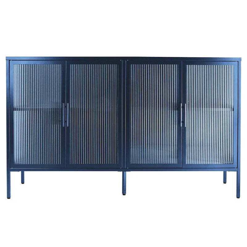 Metal Tempered Glass Cabinet with Adjustable Shelf