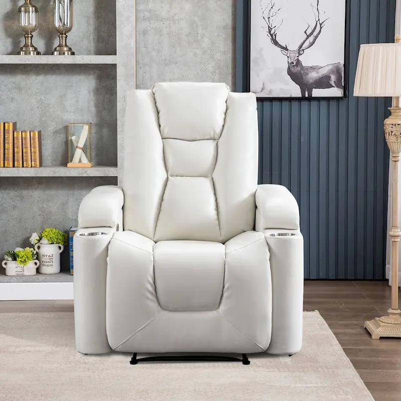 Power Leather Recliner Chair Home Theater Seating Soft