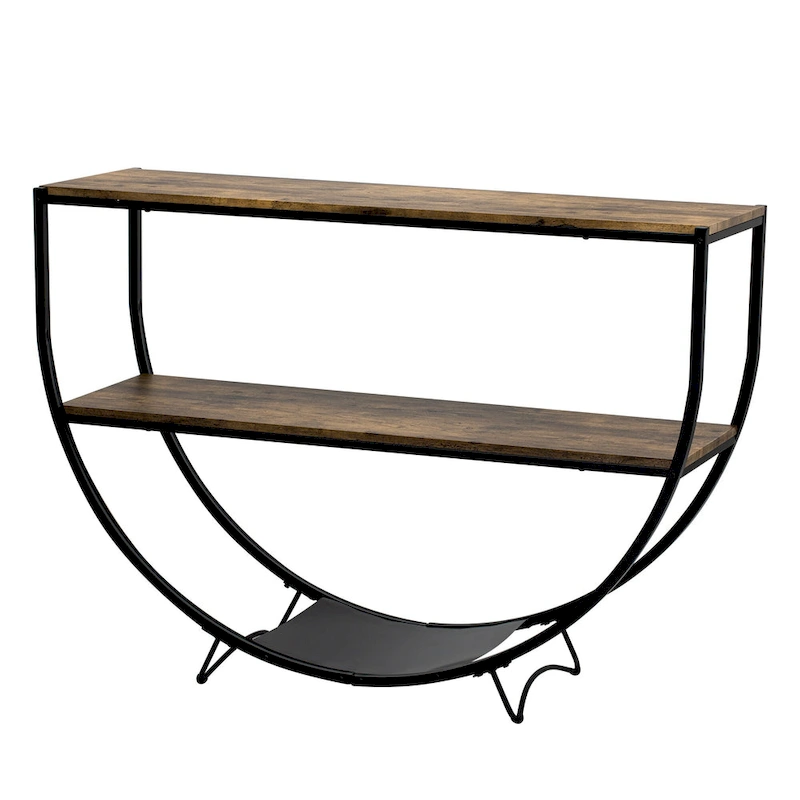 Merax Rustic Industrial Design Demilune Shape Console Table