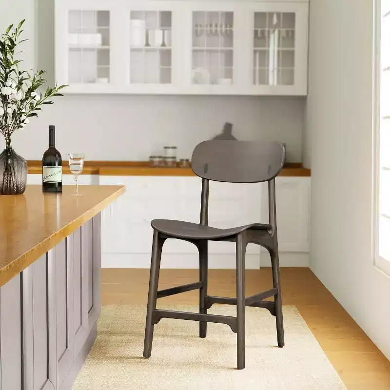 Carbonite Square Counter Height Barstool, Single Seat