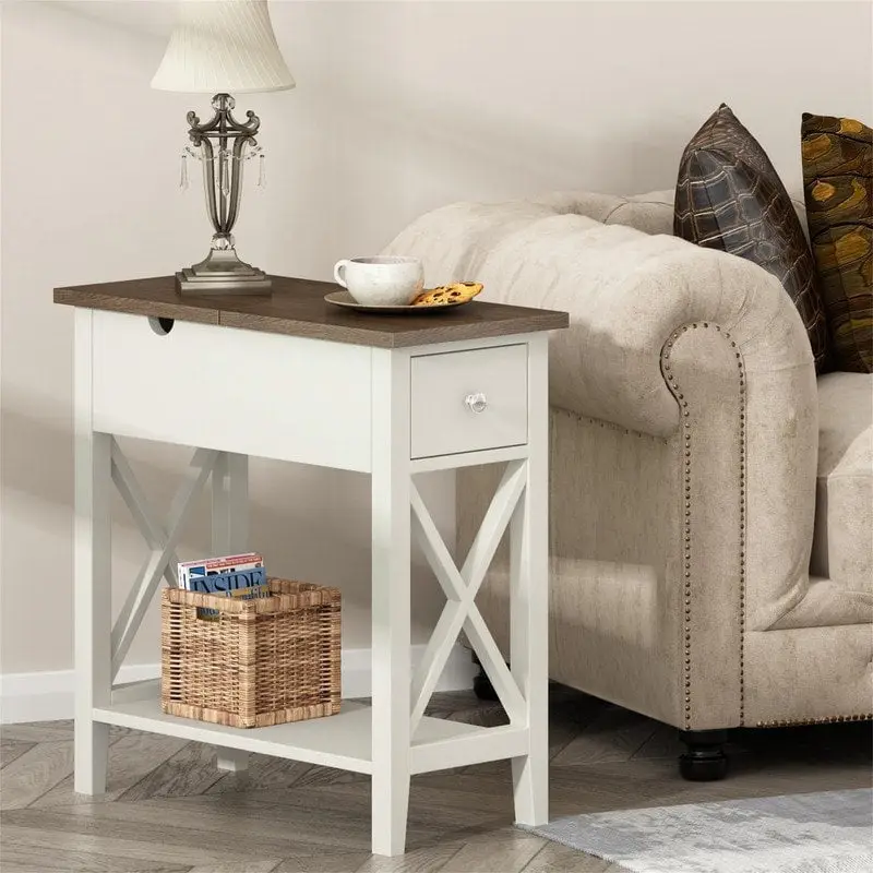 Material Flip Top Narrow End Table - 11D x 23.5W x 24H