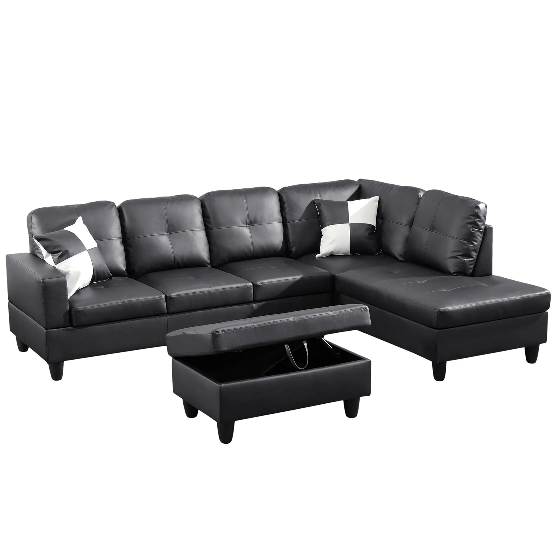 Semi PU Synthetic Leather 3-Piece Couch Living Room Sofa Set