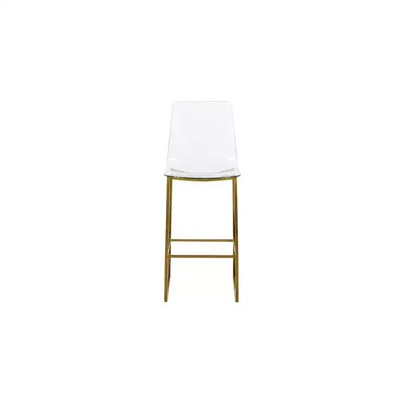 Meridian Furniture,Lumen Gold Metal/Lucite Polycarbonate Stool