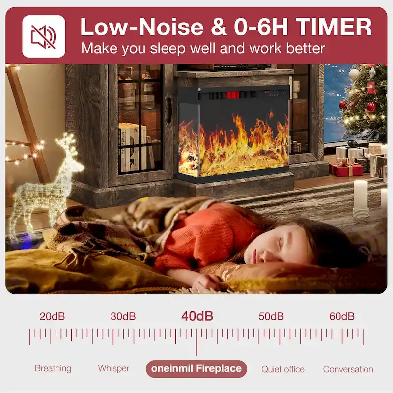 59Fireplace TV Stand with 3-Sided Glass Electric Fireplace