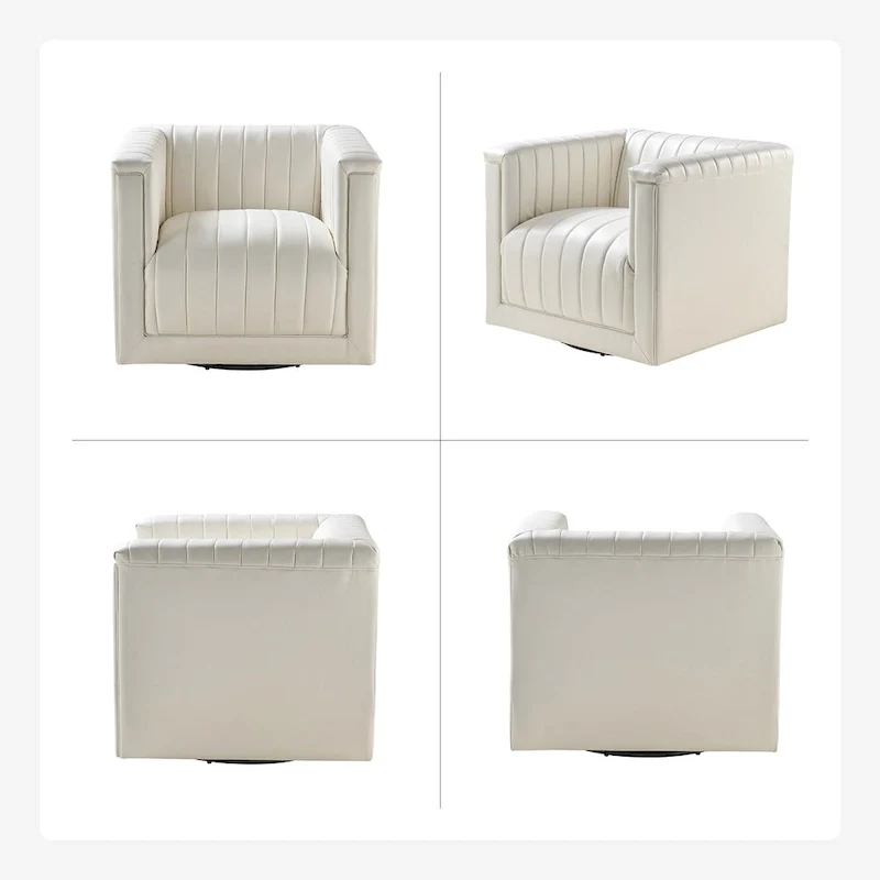 Esteban Modern Leather Upholstered Swivel Barrel Chair by HULALA HOME