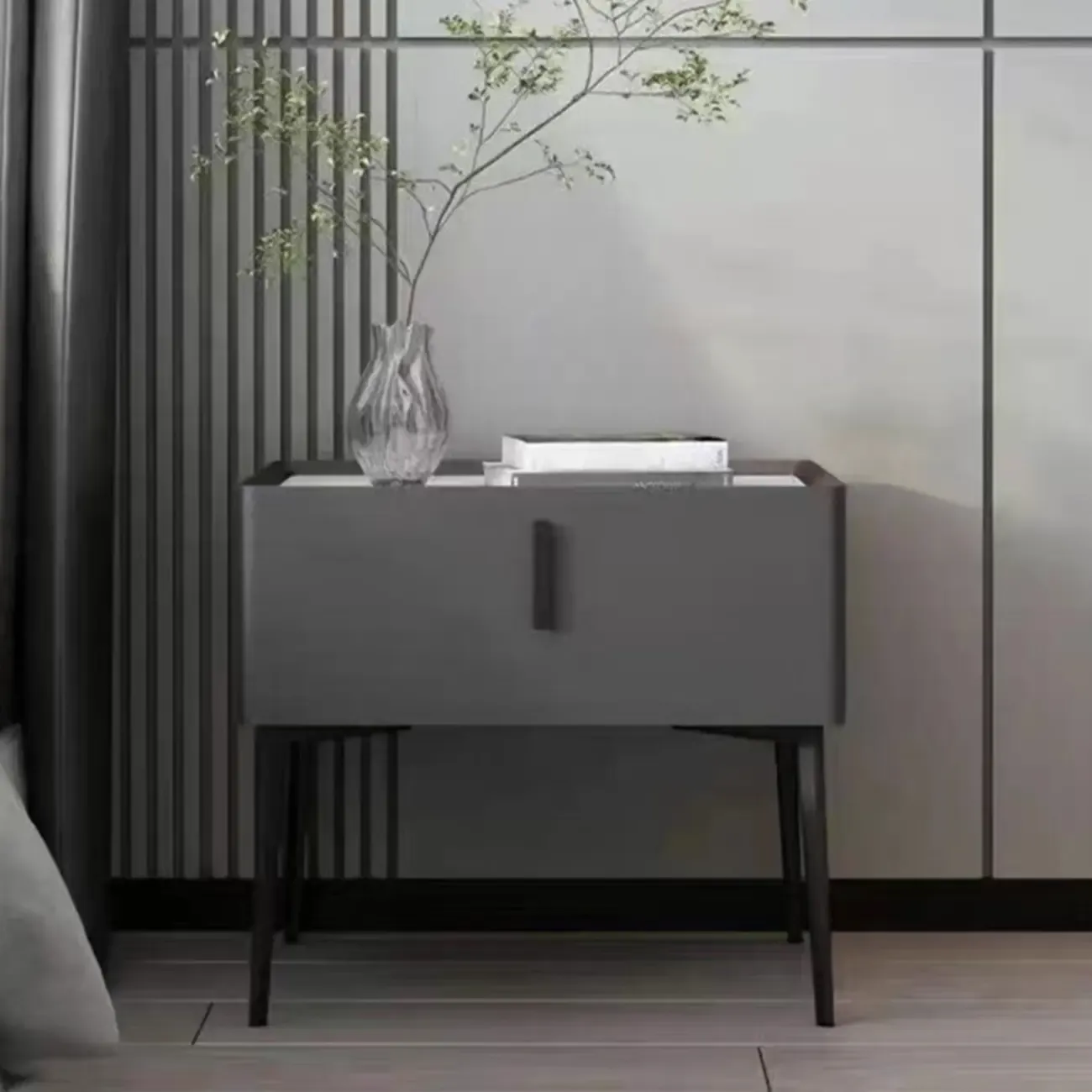 Modern Narrow Nightstand with Drawer
