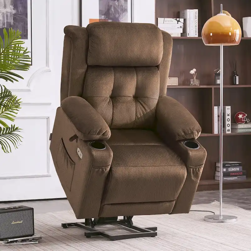 MCombo Lay Flat Lift Recliner with Power Headrest for Small Elderly People, Infinite Position Lift Chair, Fabric 7660