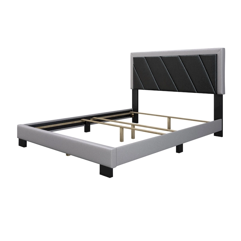 Boyd Sleep Savona Diagonal Upholstered Black and Gray Bed Frame