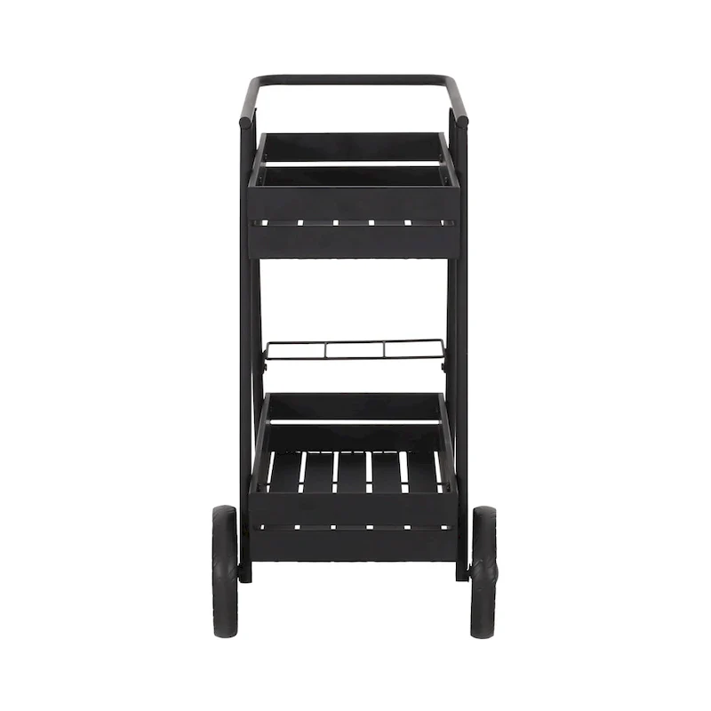 Modern Industrial Bar Cart with Iron Frame, Wheelbarrow-Inspired Design, Wine Bottle Holders and Mobile Rolling Wheels