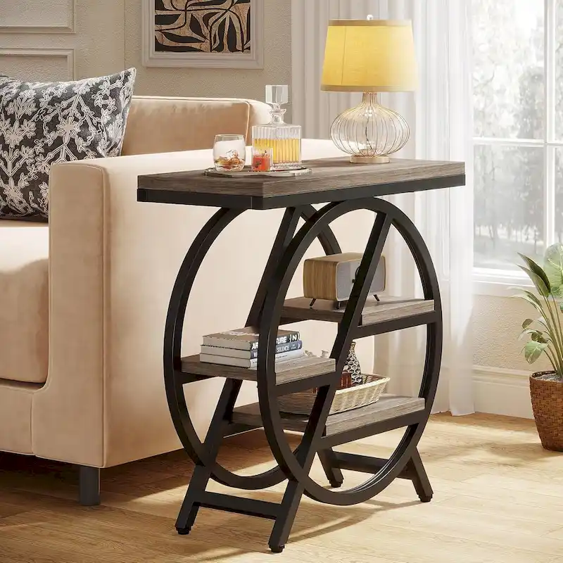 3-Tier End Table Side Table with Storage for Living Room